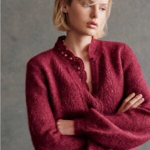 NWT Sezane Angie Cardigan in Burgundy